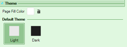 Screenshot of the Theme settings on the Workbook tab of the task pane for the iPhone/Android flavor