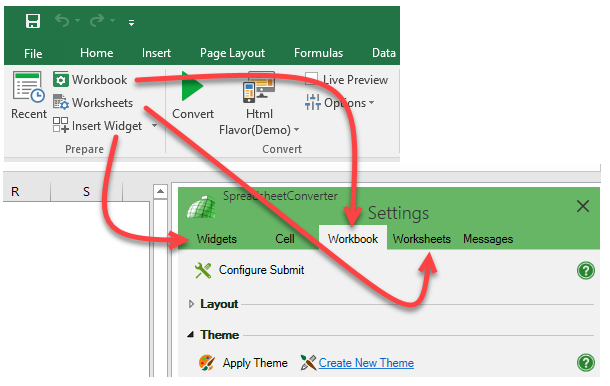 Screenshots showing the direct links to the task pane