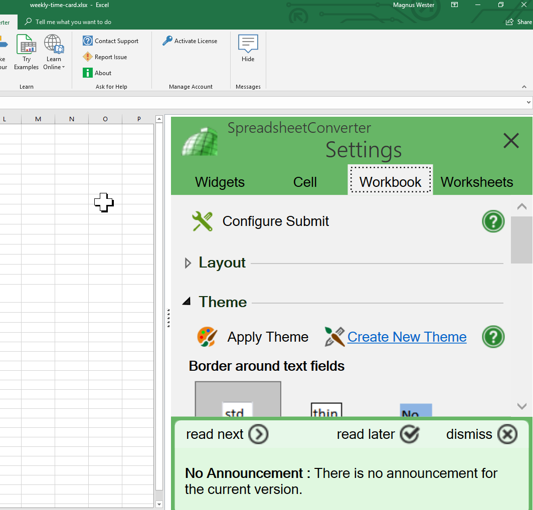 Screenshot of the Workbook tab when moved from a high-resolution screen to a low-resolution screen