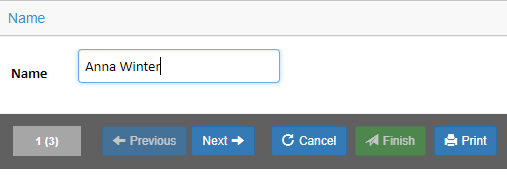Screenshot of the first step of a wizard