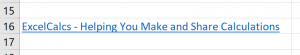 Screenshot of a link in Excel with individual anchor text