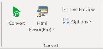 Screenshot of the Convert section of the version 10 ribbon